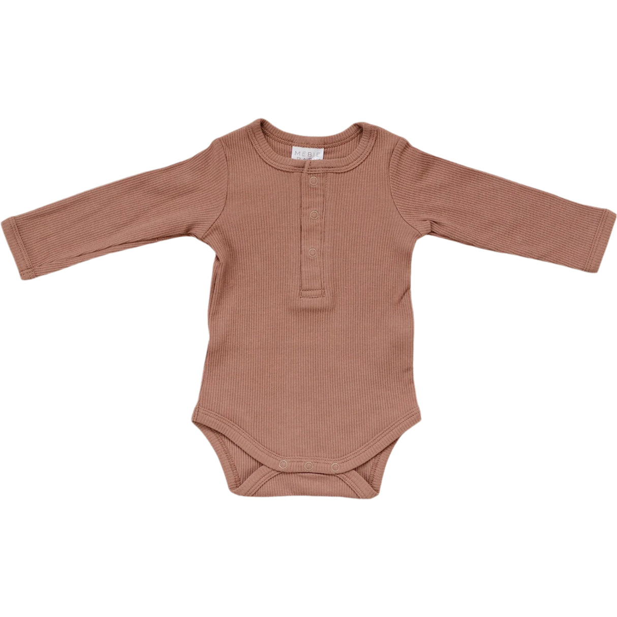 Dusty Rose Organic Snap Long Sleeve Ribbed Bodysuit - HoneyBug 