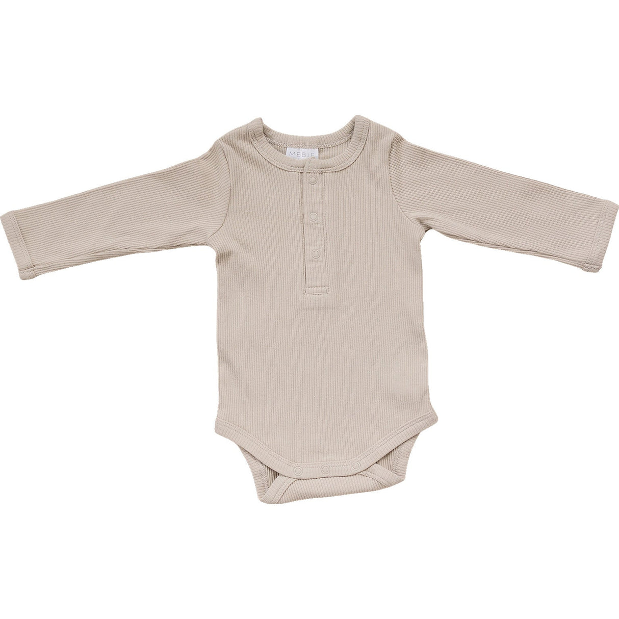 Oatmeal Organic Snap Long Sleeve Ribbed Bodysuit - HoneyBug 