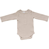 Oatmeal Organic Snap Long Sleeve Ribbed Bodysuit - HoneyBug 