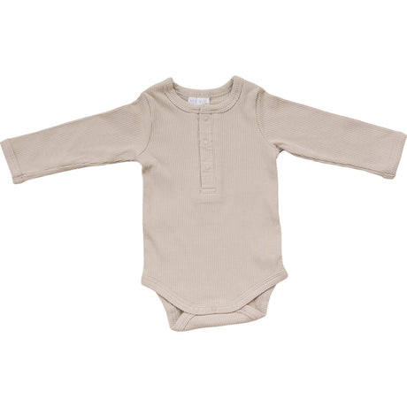 Oatmeal Organic Snap Long Sleeve Ribbed Bodysuit - HoneyBug 