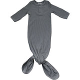 Grey Organic Cotton Ribbed Knot Gown - HoneyBug 