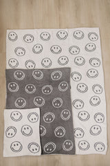 Charcoal Smiley Plush Blanket - HoneyBug 