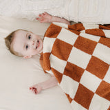 Rust Checkered Plush Blanket - HoneyBug 