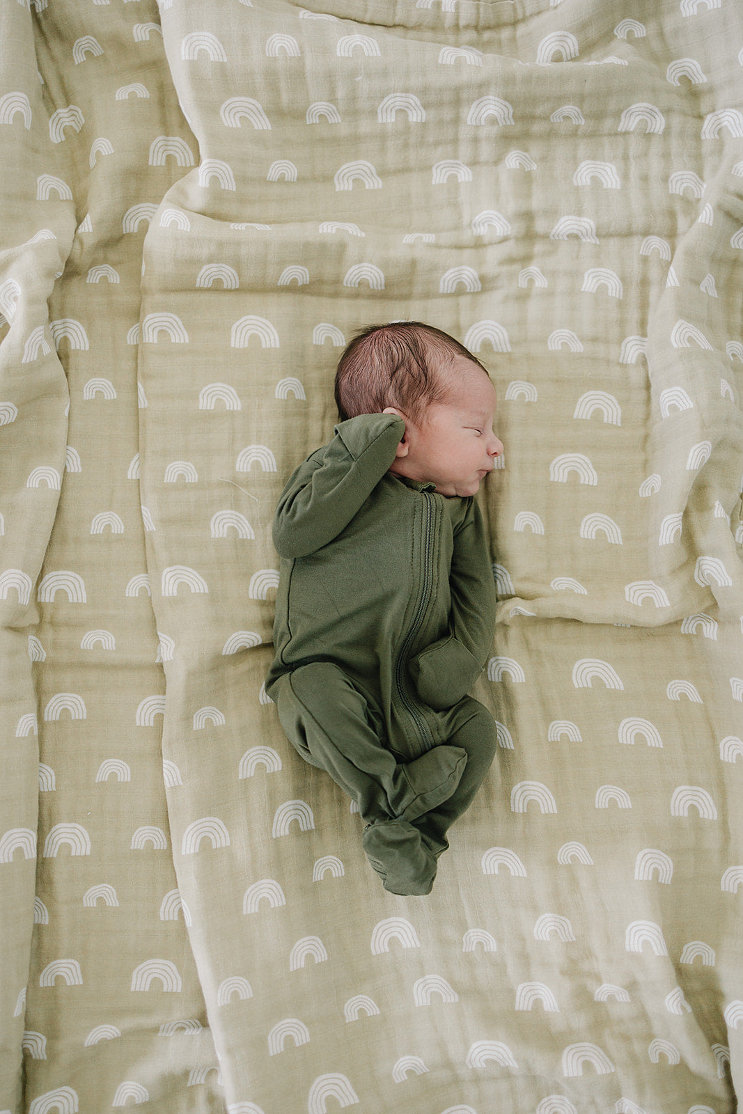 Olive Bamboo Footed Zipper - HoneyBug 