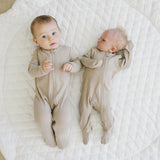 Oatmeal Organic Cotton Ribbed Zipper - HoneyBug 