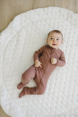 Dusty Rose Organic Cotton Ribbed Zipper - HoneyBug 