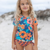 Olivia Navy Orange Rash Guard Swimsuit - HoneyBug 