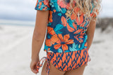 Olivia Navy Orange Rash Guard Swimsuit - HoneyBug 
