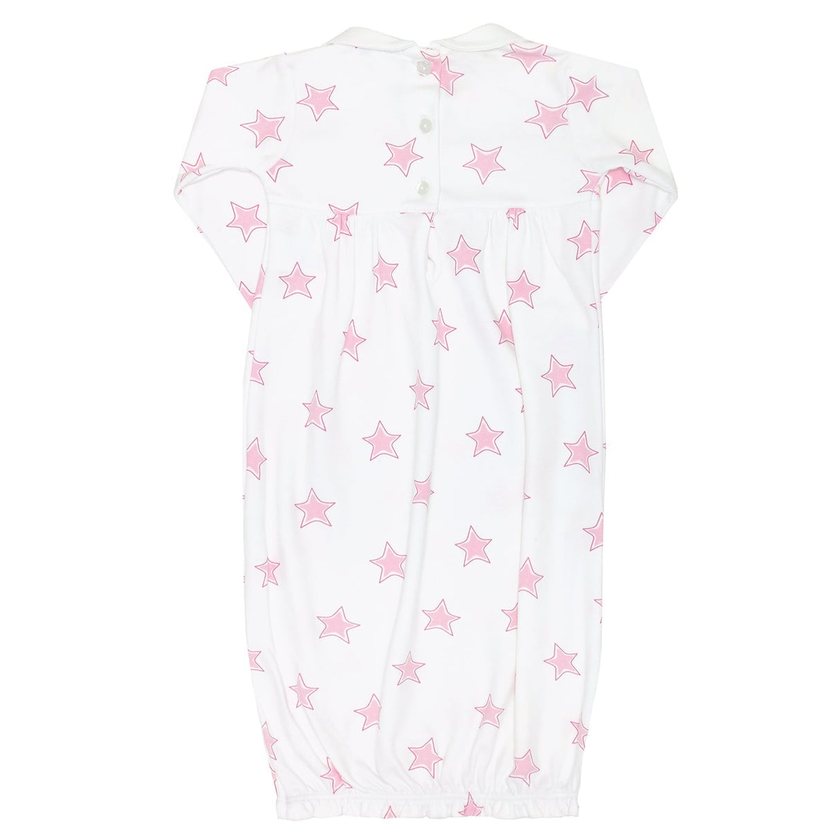 Pink Stars Print Smocked Gown 