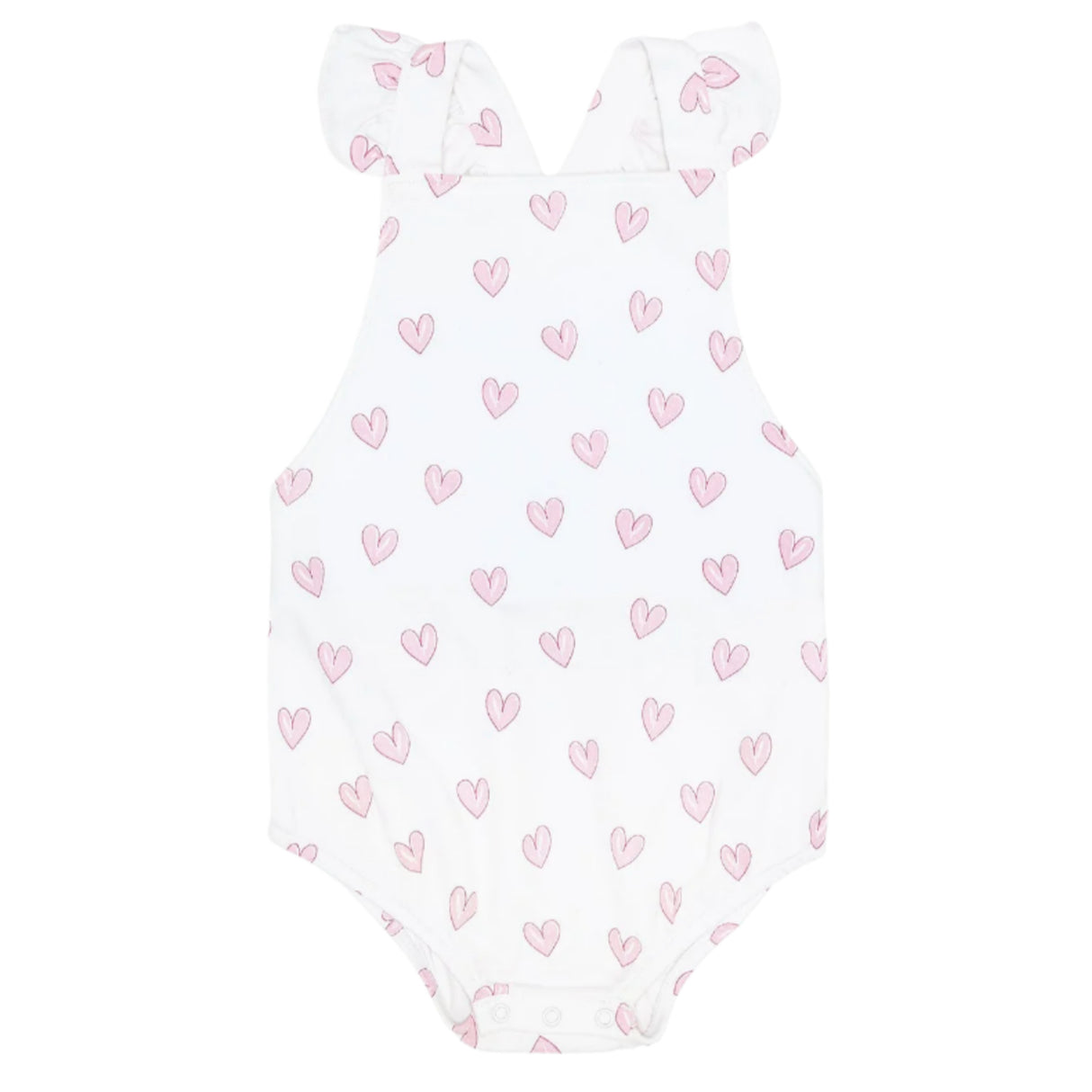 Pink Heart Print Ruffle Bubble - HoneyBug 