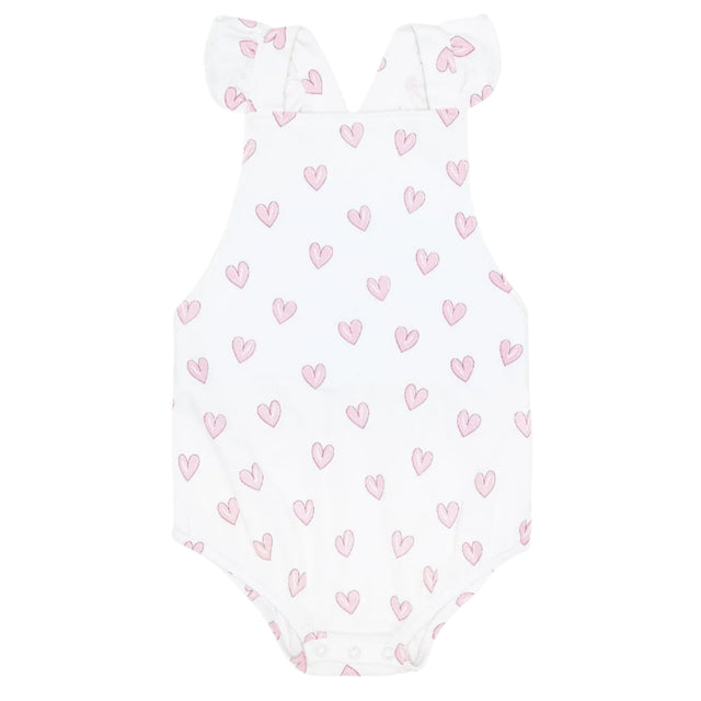 Pink Heart Print Ruffle Bubble - HoneyBug 