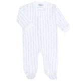 Blue Twirls Zipper Footie - HoneyBug 