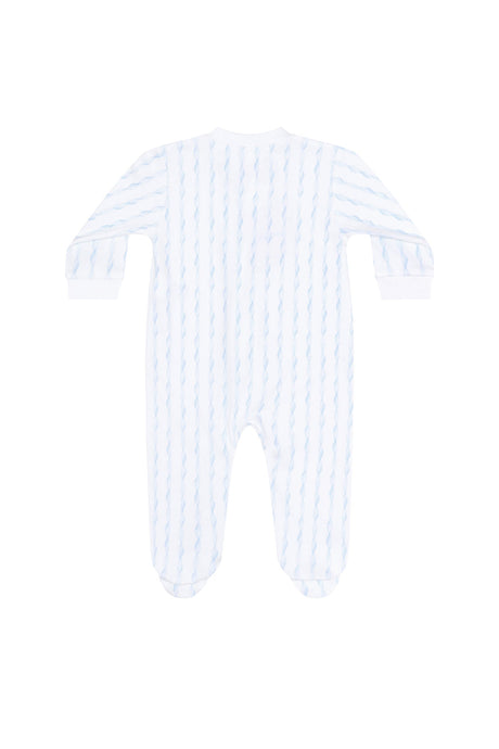 Blue Twirls Zipper Footie - HoneyBug 