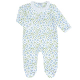 Blue Vines Print Crossover Footie - HoneyBug 