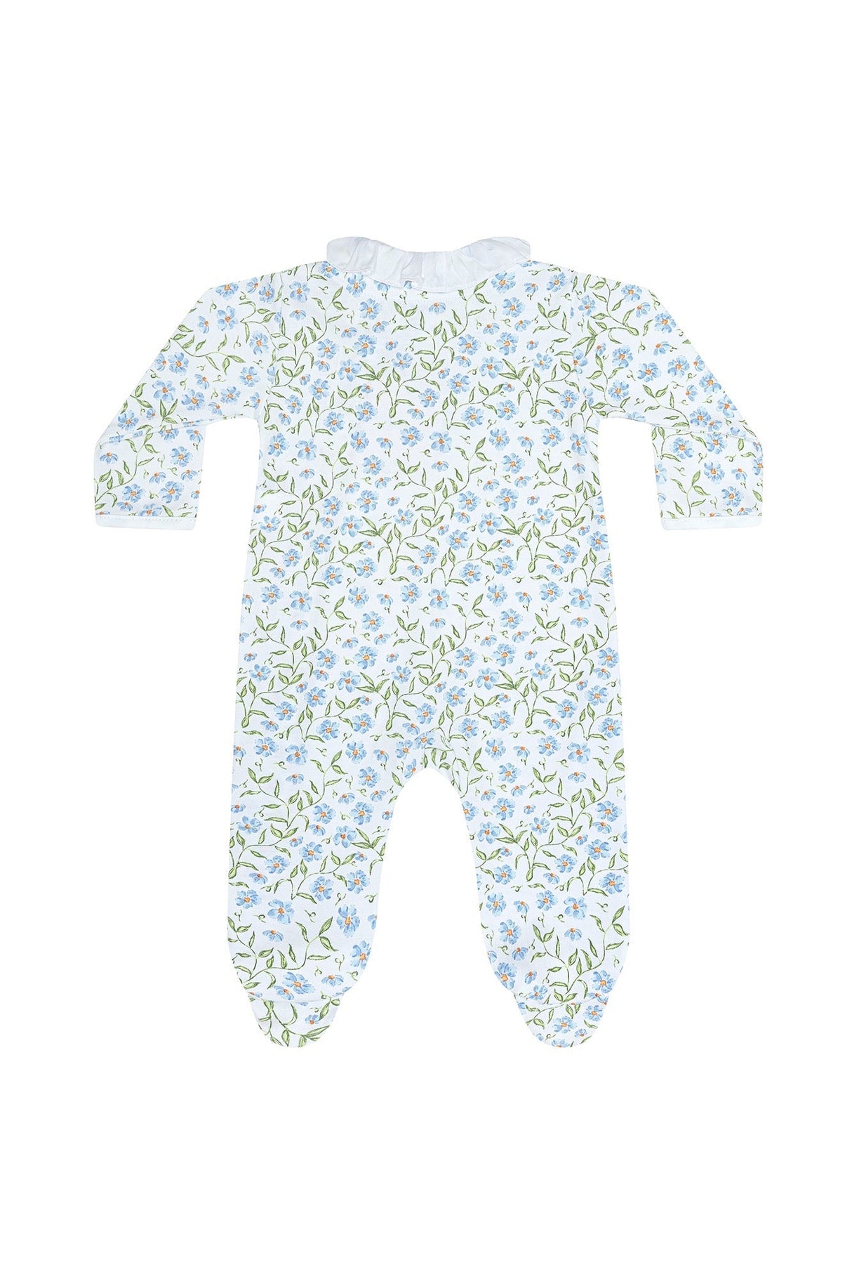 Blue Vines Print Crossover Footie - HoneyBug 
