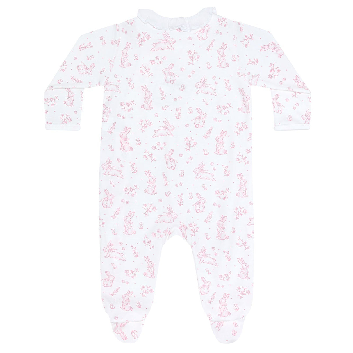 Pink Bunny Toile Crossover Footie