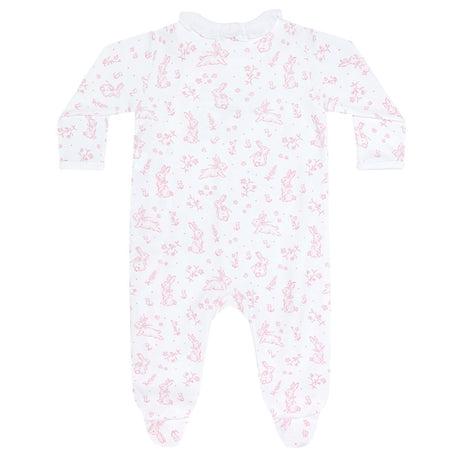 Pink Bunny Toile Crossover Footie
