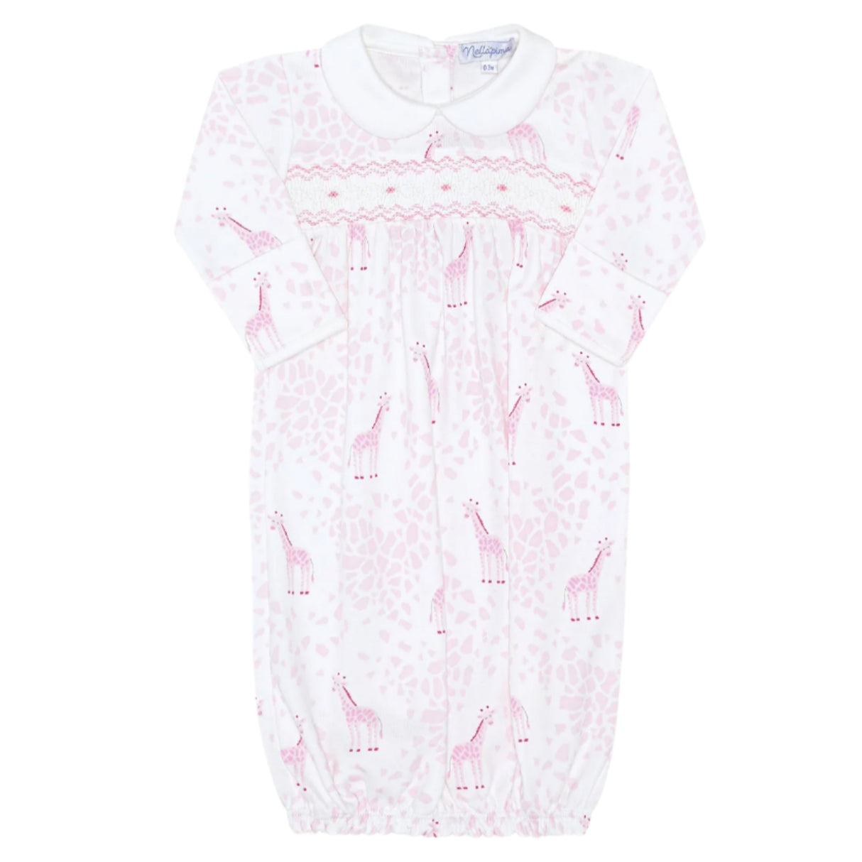 Pink Giraffe Print Smocked Gown  - HoneyBug 