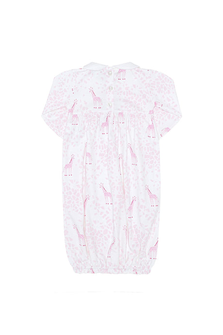 Pink Giraffe Print Smocked Gown  - HoneyBug 
