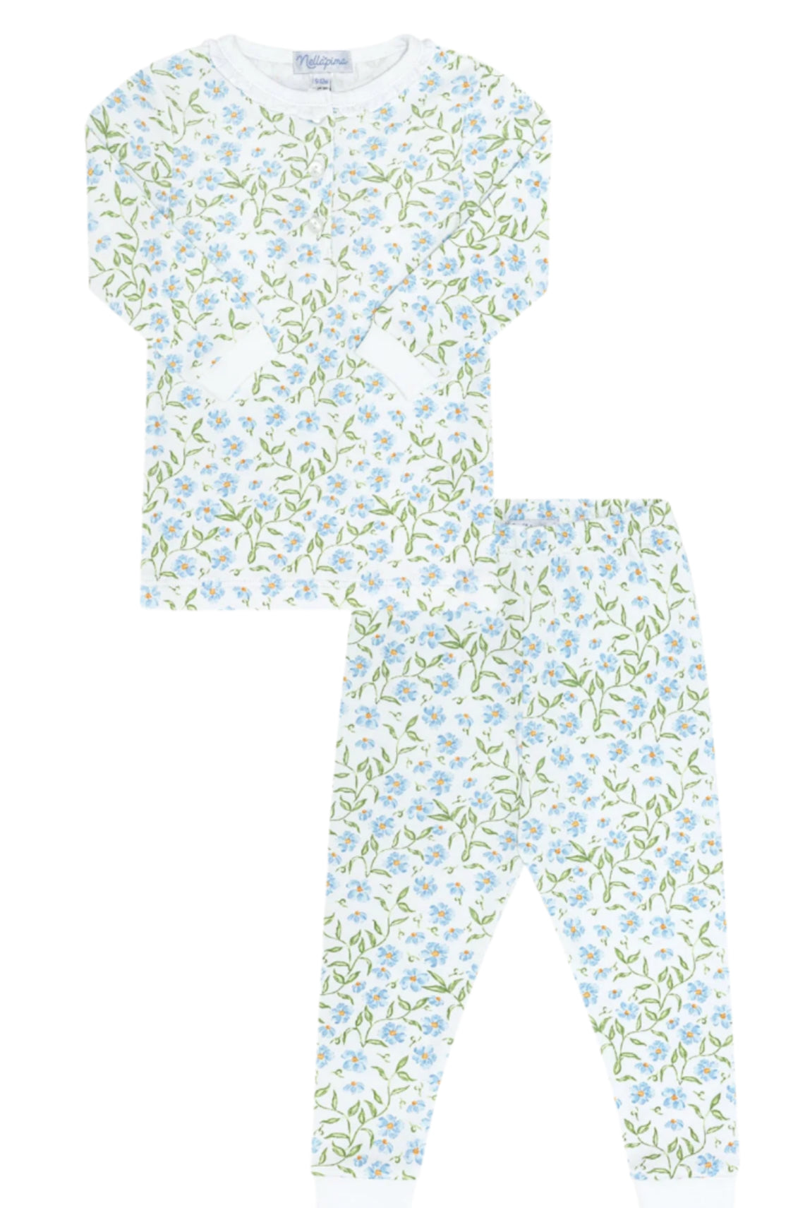 Blue Vines Print Pajama - HoneyBug 