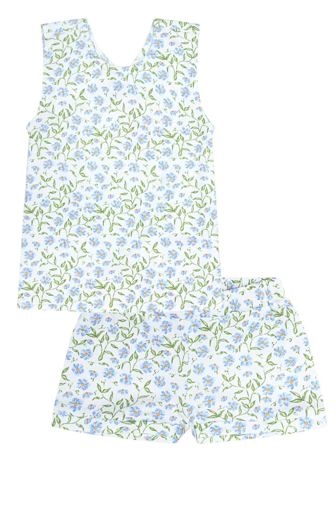 Blue Vines Print Summer Short Set - HoneyBug 