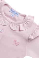 Charming Bows Embroidery Romper LS - HoneyBug 