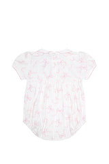 Charming Bows Print Smocked Bubble - HoneyBug 