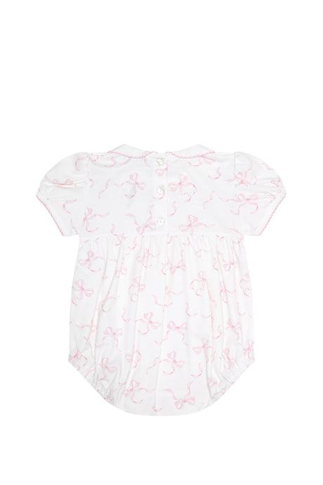 Charming Bows Print Smocked Bubble - HoneyBug 