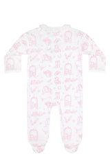 Pink Lone Star Toile Print Crossover Footie - HoneyBug 