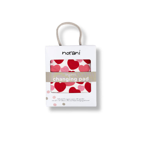 Organic Changing Pad Cover - Red & Pink Hearts