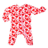 Organic Footie - Red & Pink Hearts