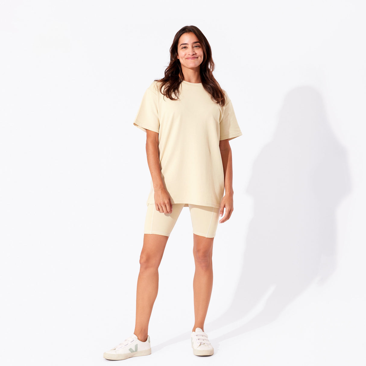 Oat Bamboo Blend Women's Oversized Tee & Biker Shorts Set - HoneyBug 