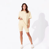 Oat Bamboo Blend Women's Oversized Tee & Biker Shorts Set - HoneyBug 