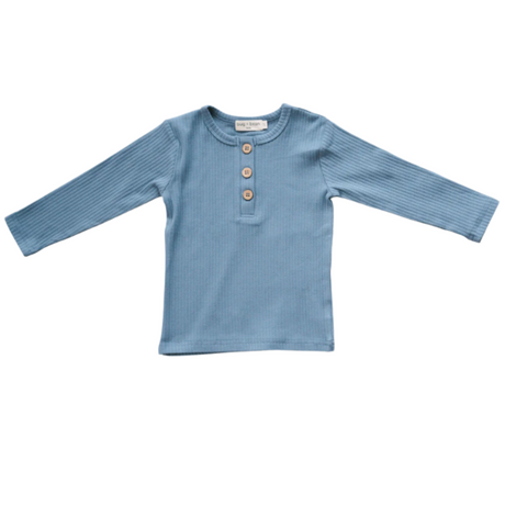 Organic Ribbed Cotton Top - Ocean Blue - HoneyBug 