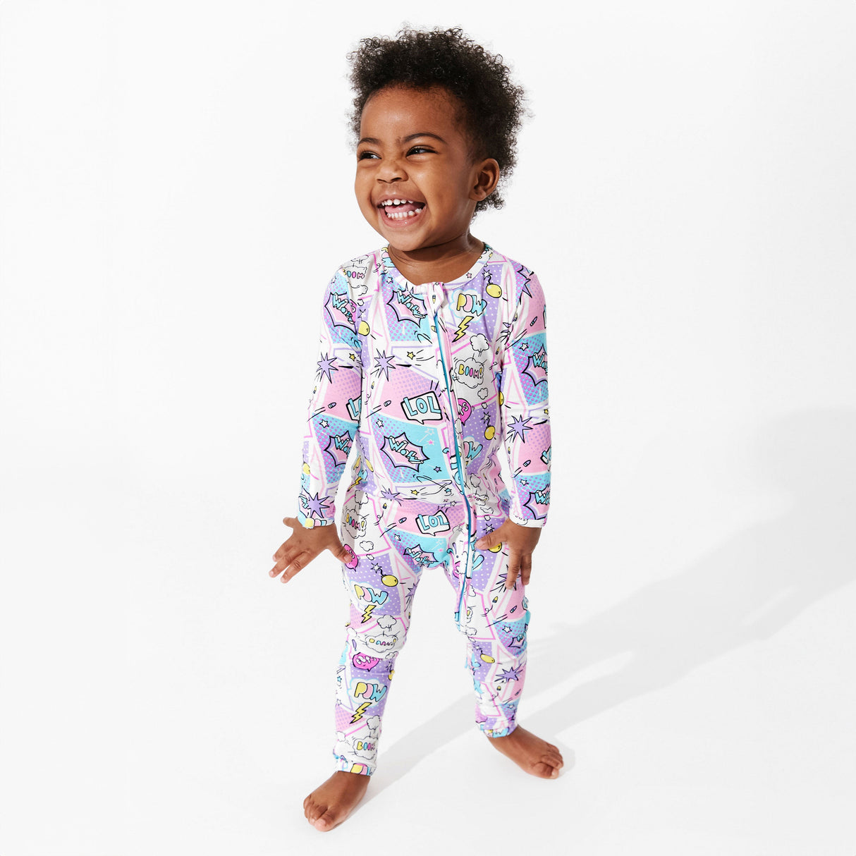 Comic Purple Bamboo Convertible Footie - HoneyBug 