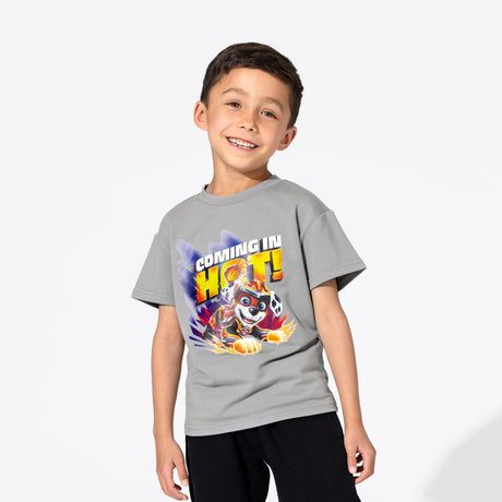 PAW Patrol: The Mighty Movie Marshall Stormy Grey Bamboo Terry Kids Oversized T-Shirt - HoneyBug 