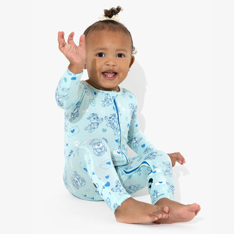 Sweet Hearts Blue Bamboo Convertible Footie - HoneyBug 