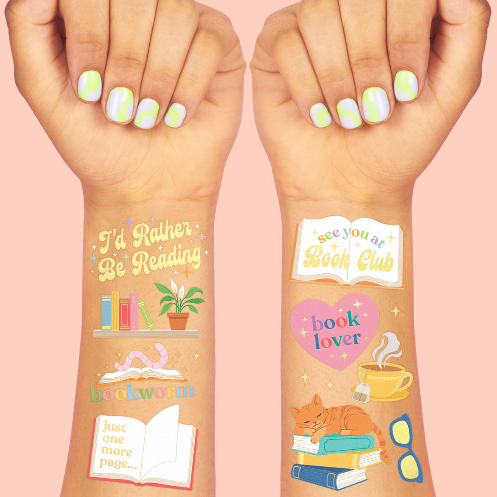 Book Lover Tats - 48 Foil Temporary Tattoos
