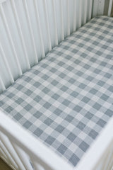 Coastal Plaid Muslin Crib Sheet - HoneyBug 
