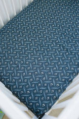 Navy Berry Muslin Crib Sheet - HoneyBug 