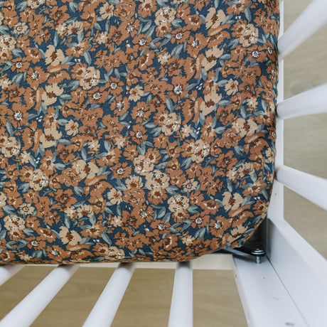 Venetian Floral Muslin Crib Sheet - HoneyBug 