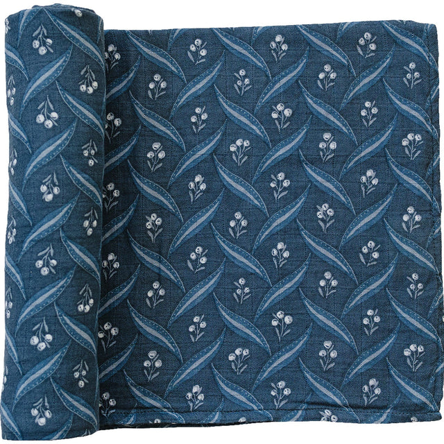 Navy Berry Muslin Swaddle Blanket - HoneyBug 