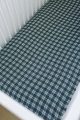 Navy Plaid Muslin Crib Sheet - HoneyBug 