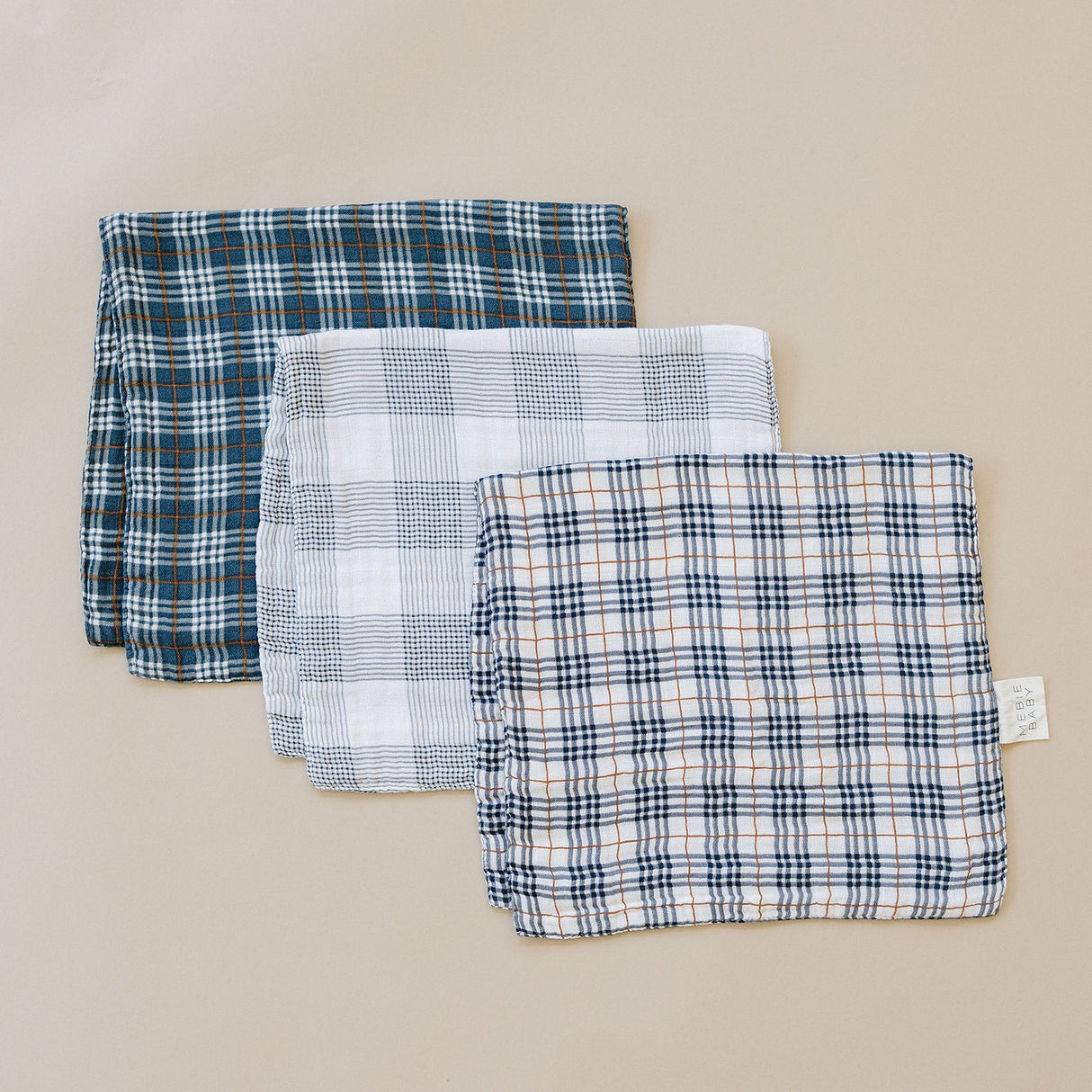 Navy Plaid Muslin Burp Cloth - HoneyBug 