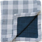 Coastal Plaid + Navy Muslin Quilt - HoneyBug 