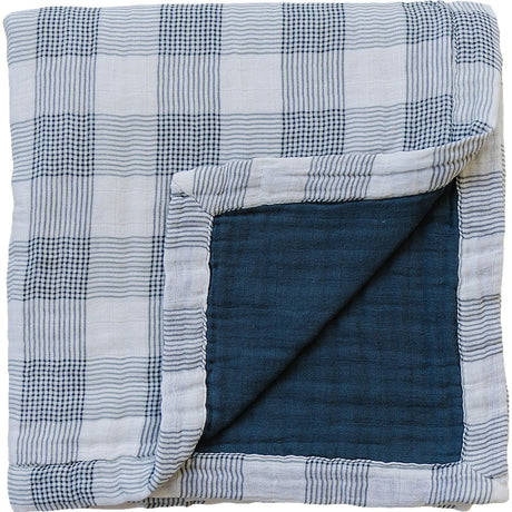 Coastal Plaid + Navy Muslin Quilt - HoneyBug 