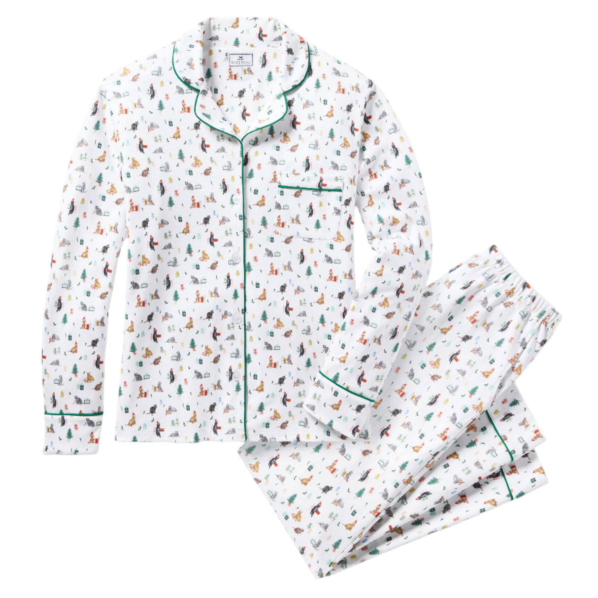 Women's Pima Pajama Set in Merry Meow - HoneyBug 