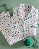 Women's Pima Pajama Set in Merry Meow - HoneyBug 