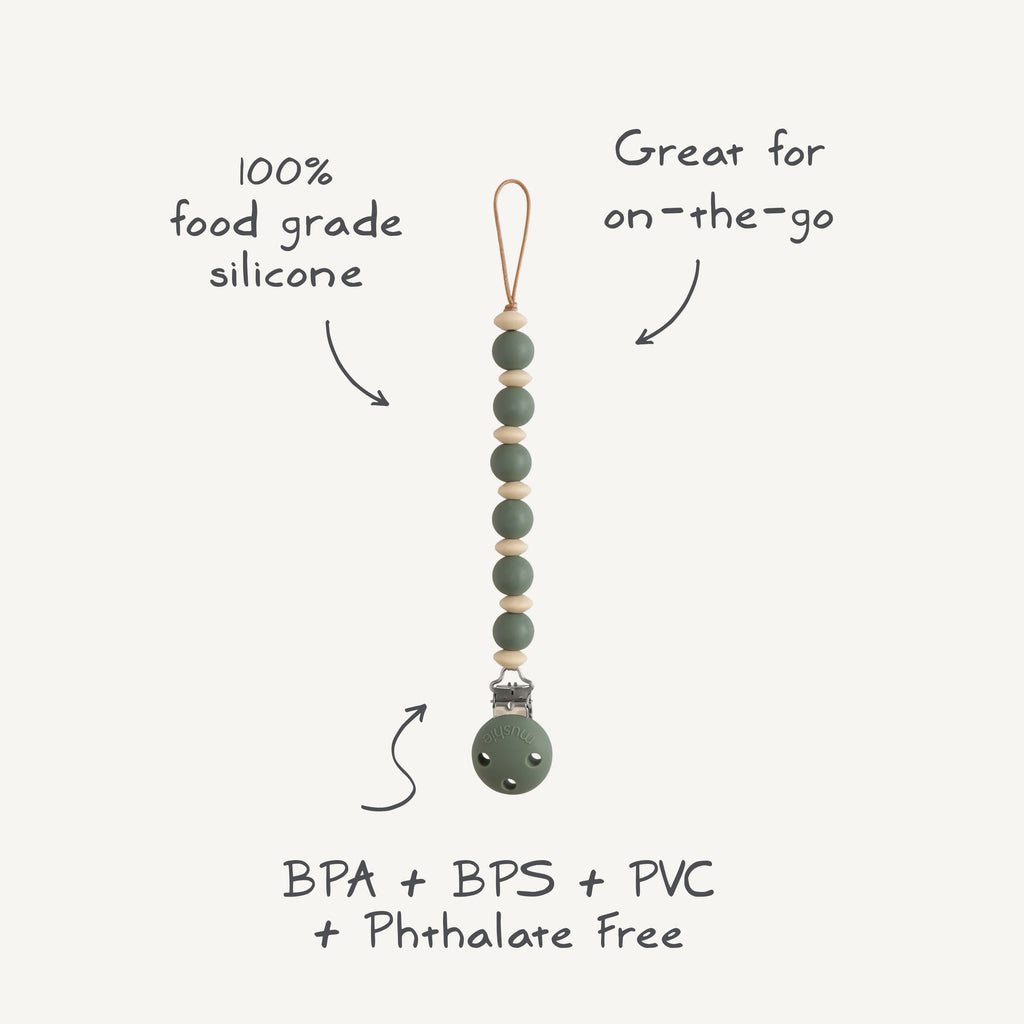 Silicone Pacifier Clip | Luna - Dried Thyme - HoneyBug 