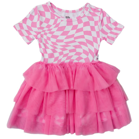 BUBBLEGUM WAVY CHECKERS DREAM TUTU DRESS - HoneyBug 